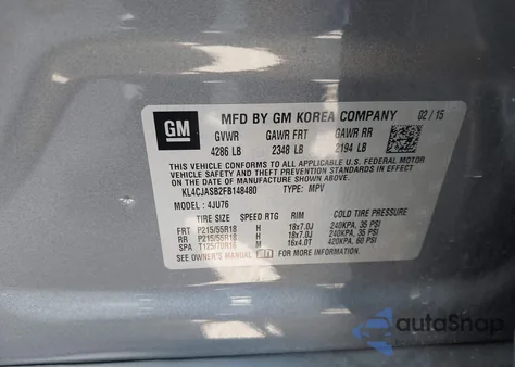 2015 Buick Encore from USA, damaged, VIN KL4CJASB2FB148480